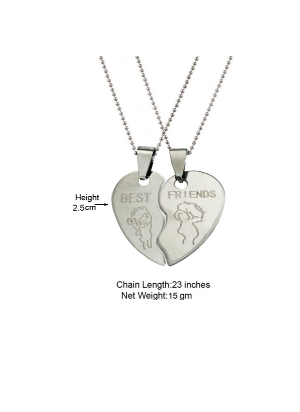 Two Pieces Couple Heart Shape Necklace by Menjewell 